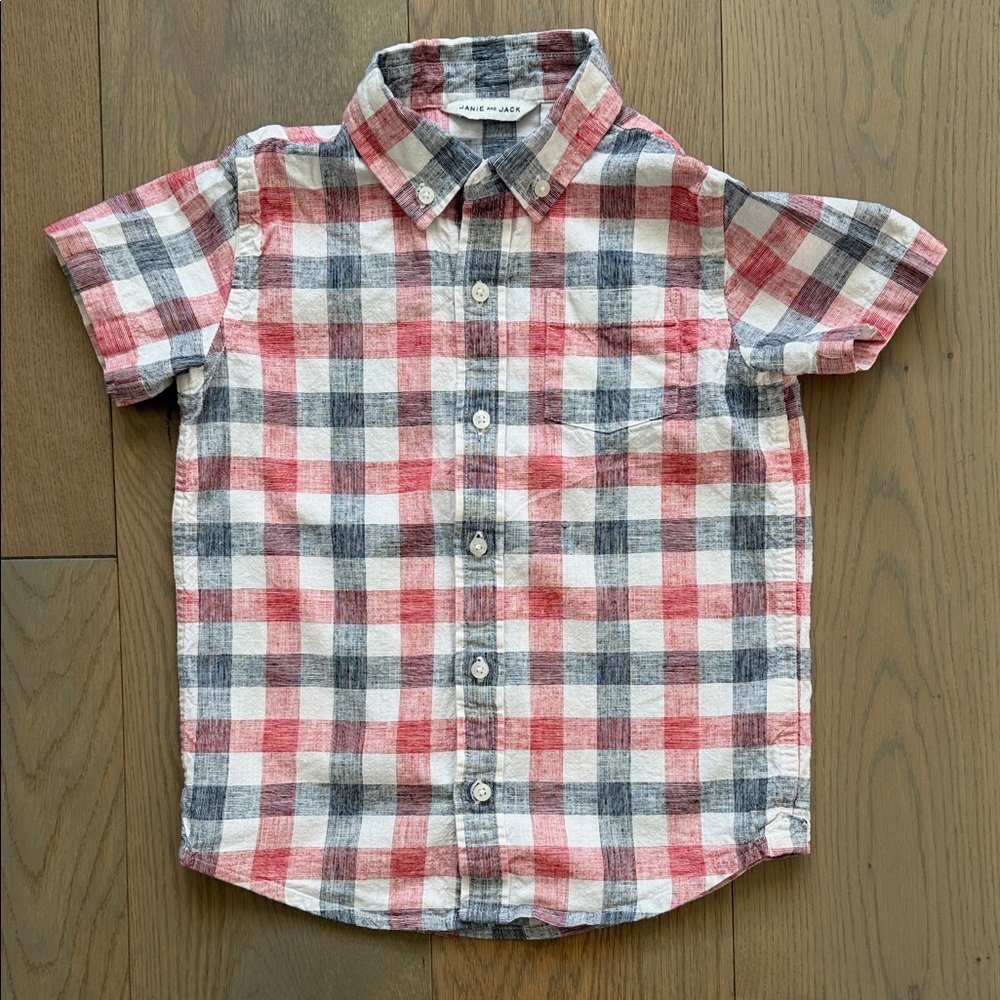 Janie and Jack Boys Size 6 Button Up Short Sleeve
